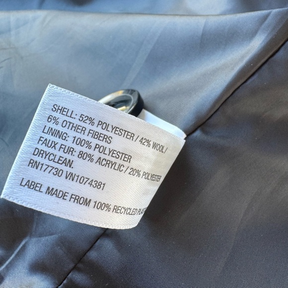 Women's XHILARATION Black Gray Animal Print/Fur Collar Coat Size Medium - Picture 7 of 8